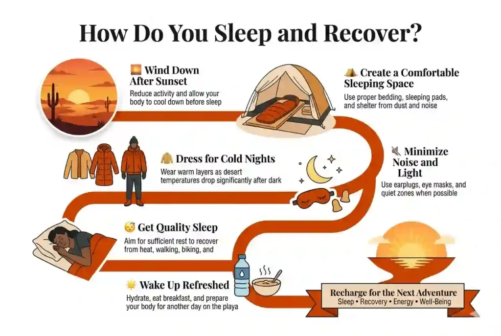 how you get sleep & recover at burning man desert camp site
