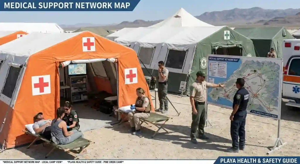 burning man medical support network map with medical station overview