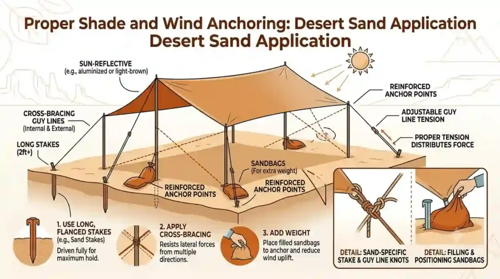 strong camp site view  against wind at burning man