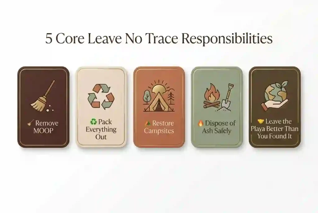 core responsibilities of leave no trace at burning man camp site