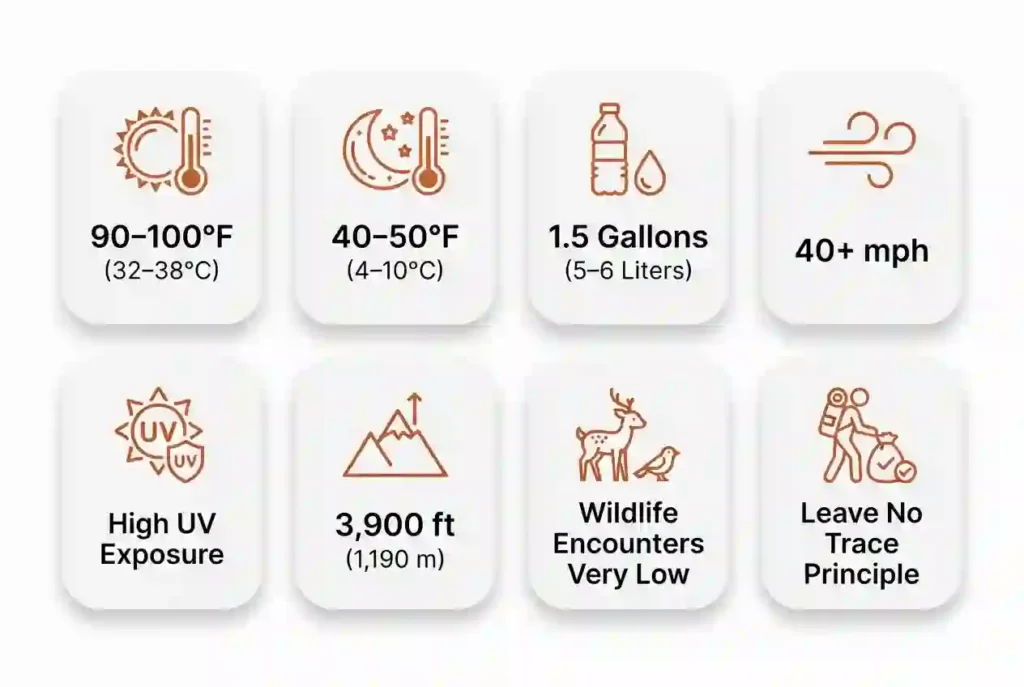 Infographic showing important environmental facts about the Black Rock Desert at Burning Man.