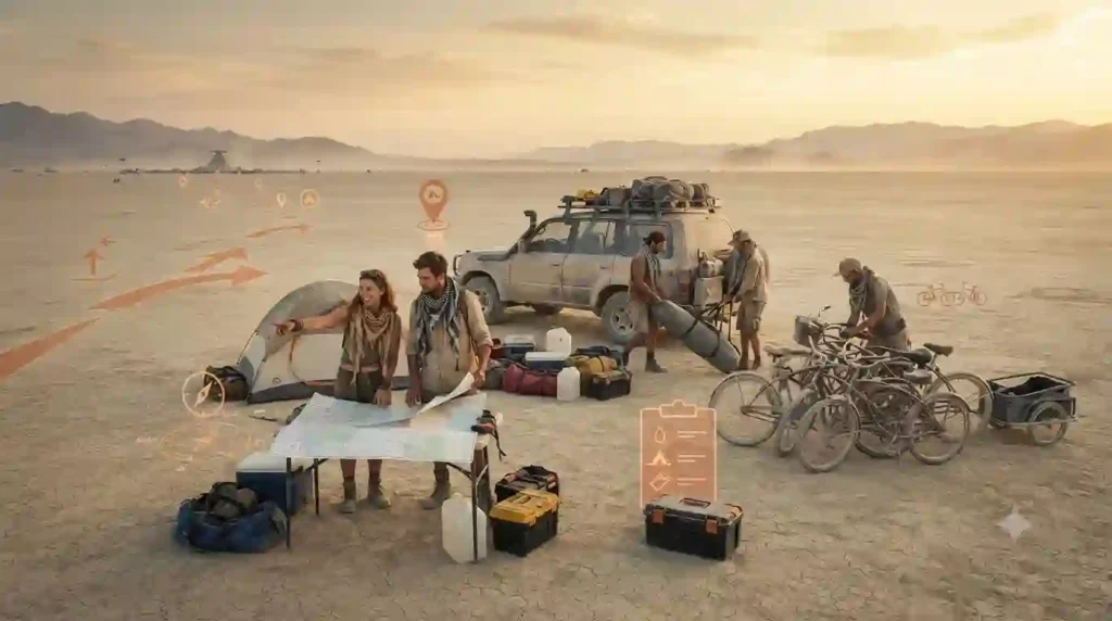 First-time Burner preparing for Burning Man in Black Rock Desert.