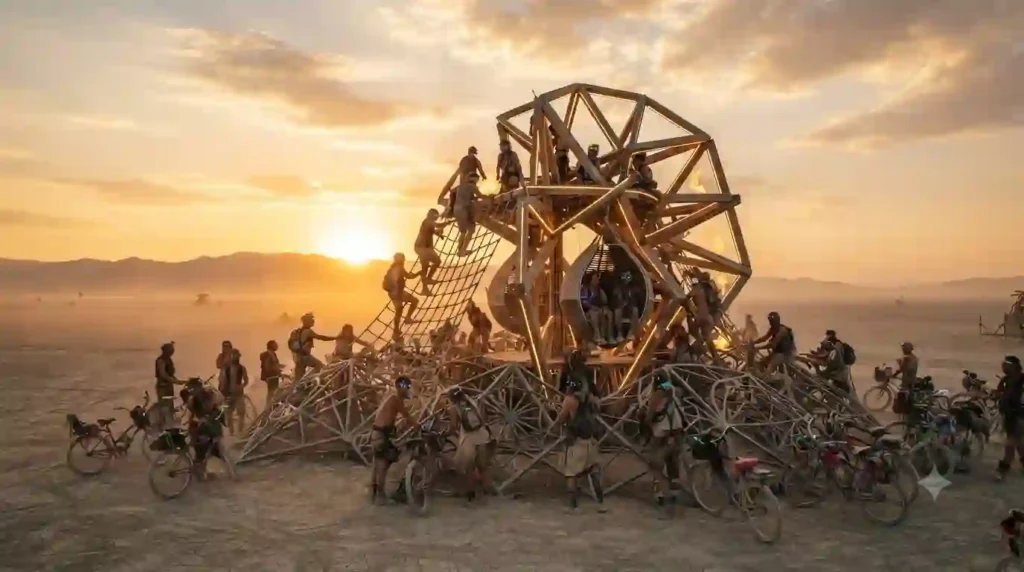 Interactive Art Guide 1 Immersive Interactive Installation with Participants Engaging on the Playa
