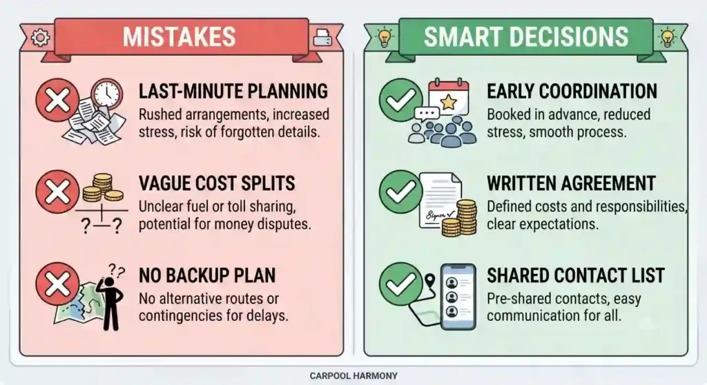 burning man carpooling Mistakes versus smart carpool choices
