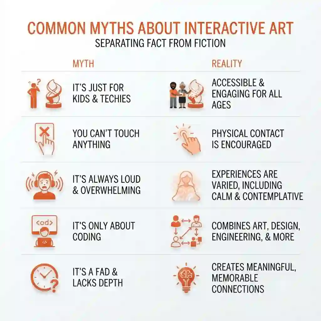 Interactive Art Guide 11 Infographic correcting common myths about interactive art at Burning Man.