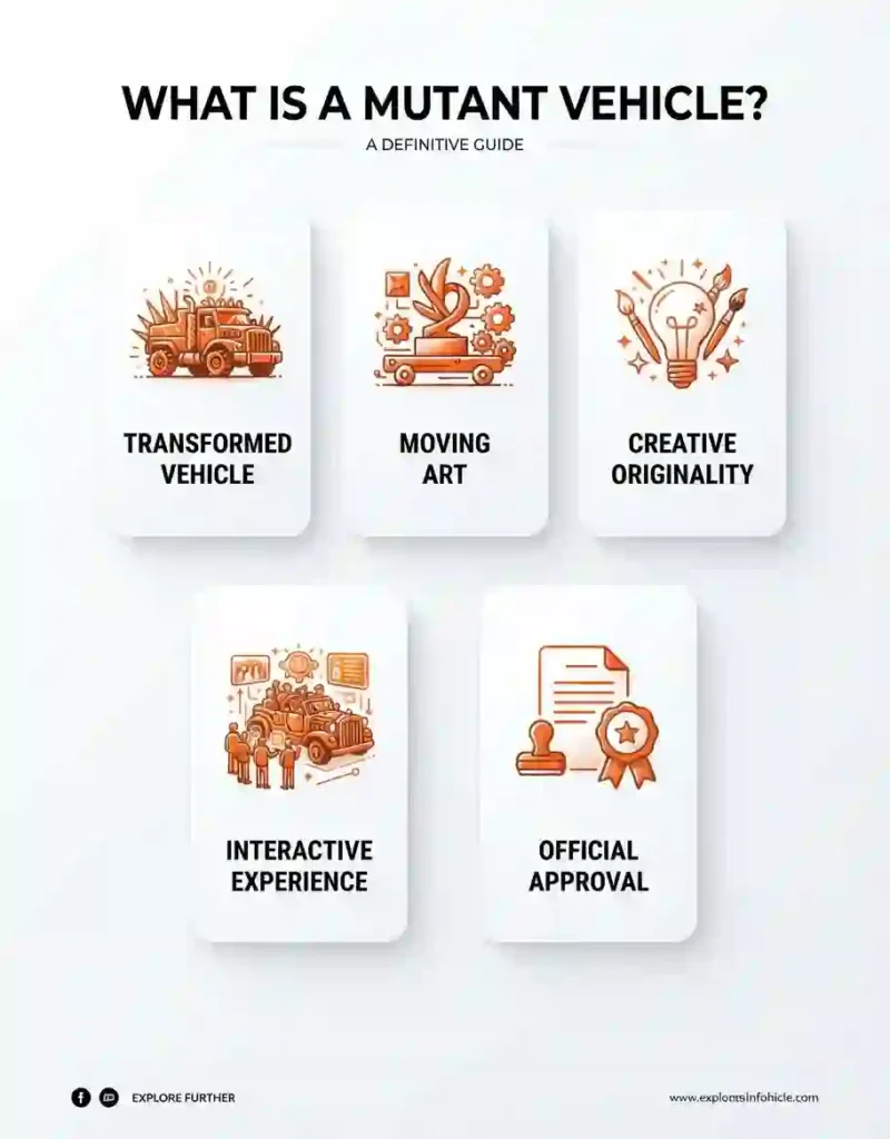 Mutant Vehicles 2 Minimal infographic explaining what a mutant vehicle is at Burning Man.