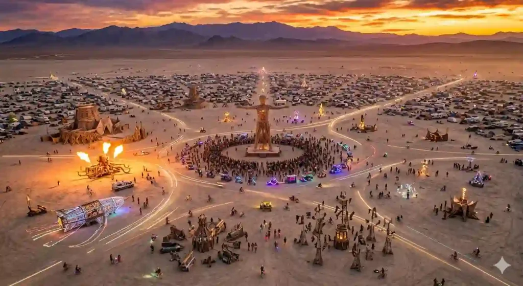 iconic symbol of the burning man black rock city