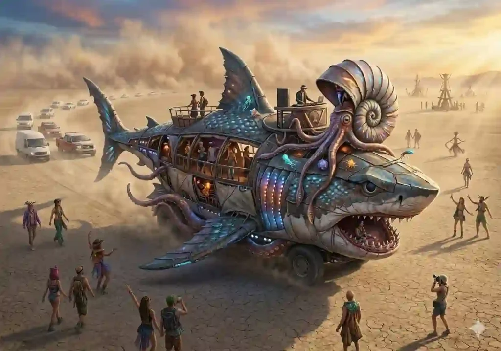 Art & Creativity 9 a scary fish mutant vehicle at burning man playa