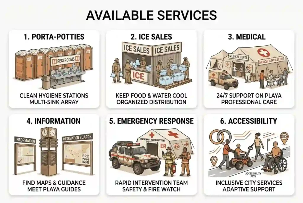 available services at  burning man BRC  playa