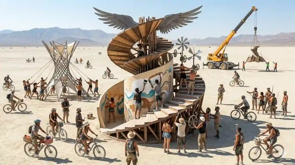 burning man interactive art work flow