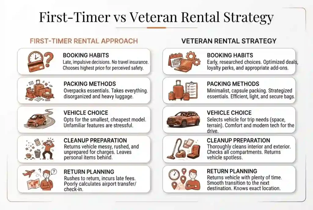 burning man experienced burner vs first timer comparison table