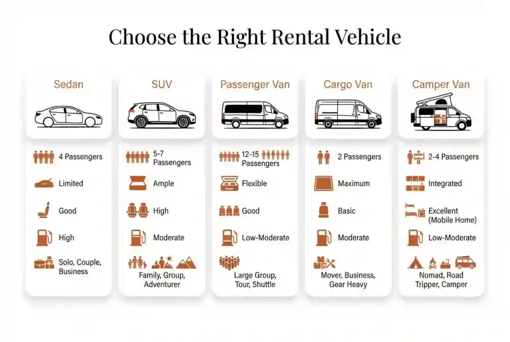 burning man right choice of car & vans rental comparison table