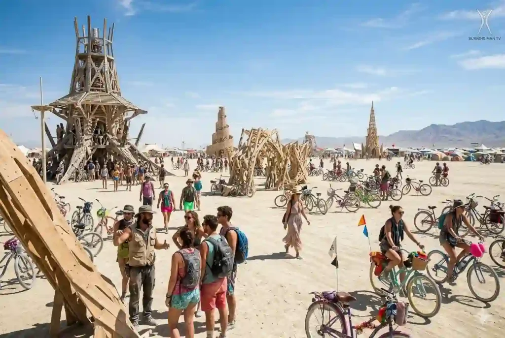 burning man playa during day time