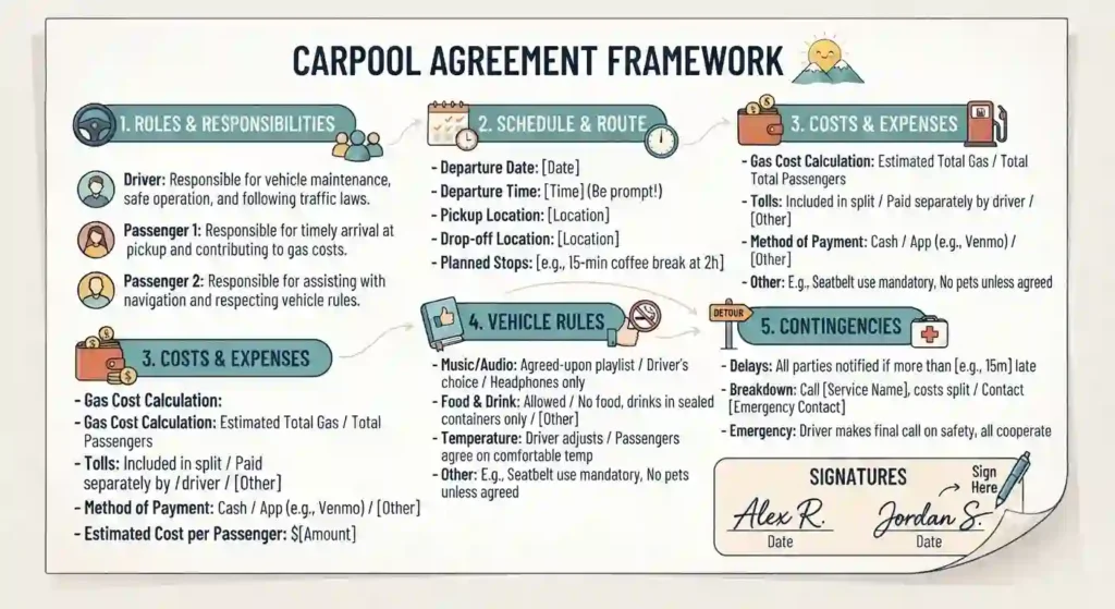 burning man Carpool agreement template outline for a good partner
