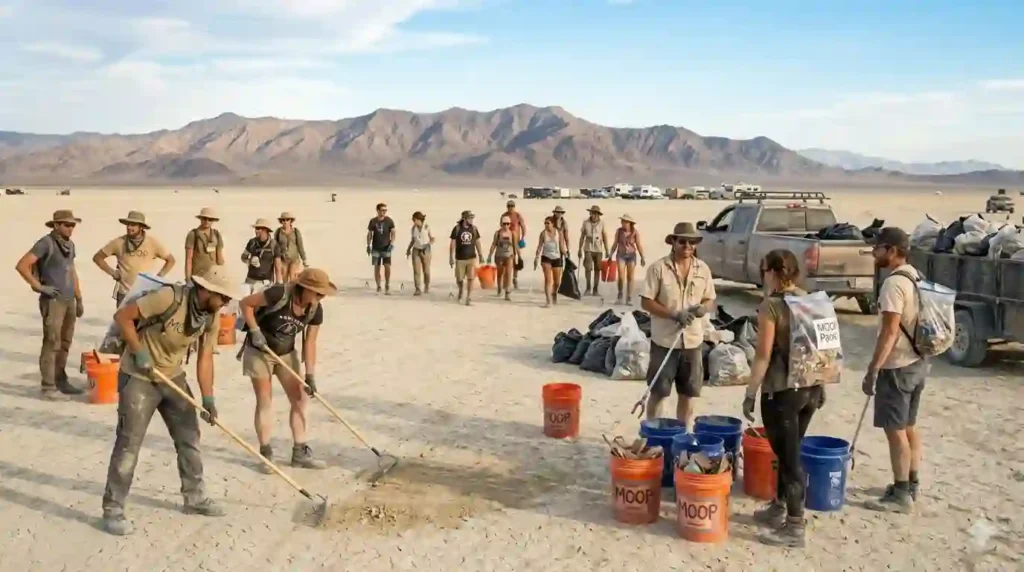 burning man communal efforts to clean the playa 