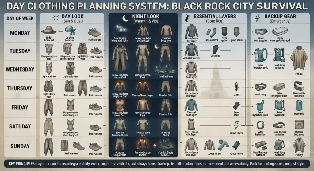 burning man complete accessories table for personal protection