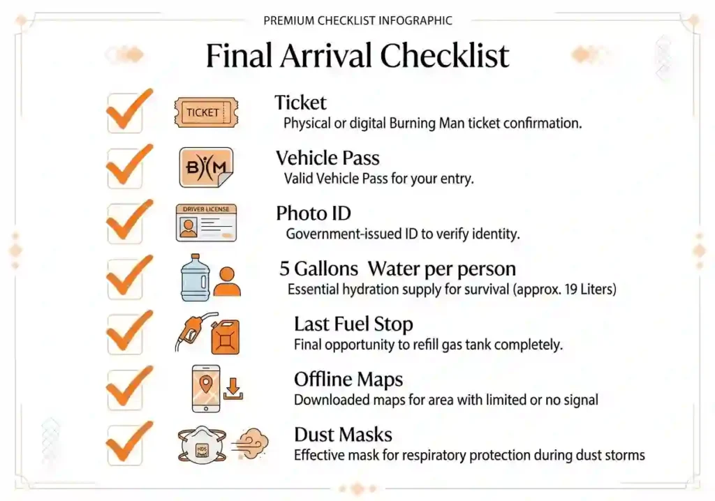 burning man final arrival checklist