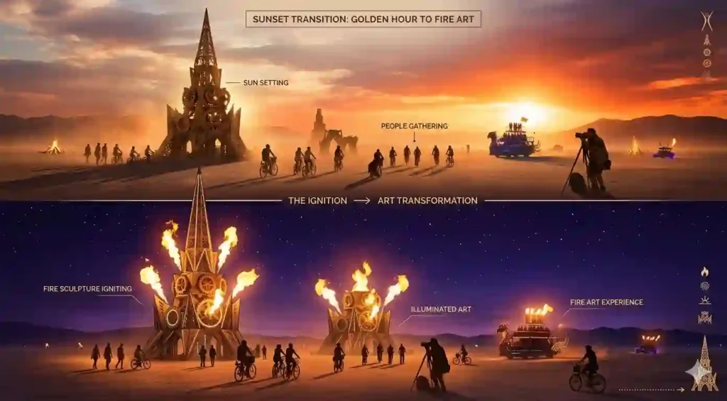 burning man playa night view