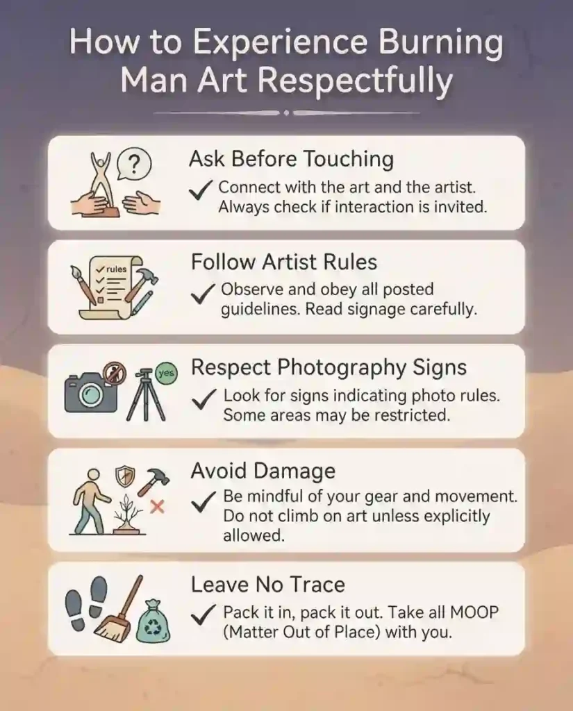 how to experience burning man art respectfully