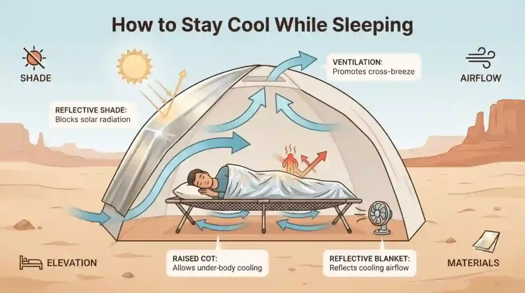 how to stay cool while sleeping at burning man campsite
