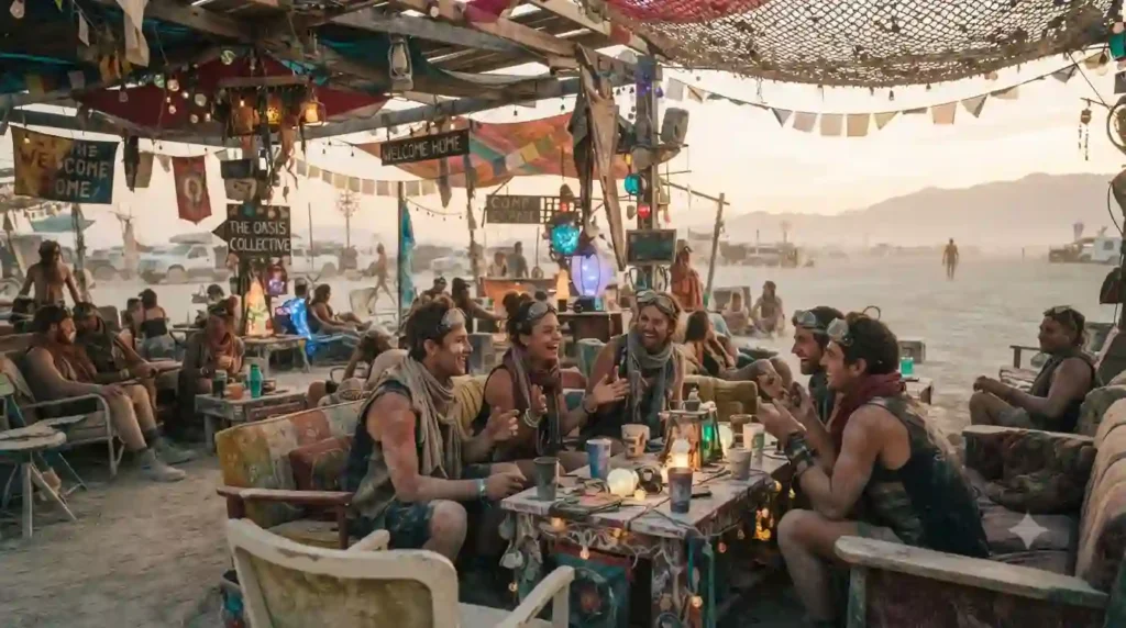 open camping at burning man playa view