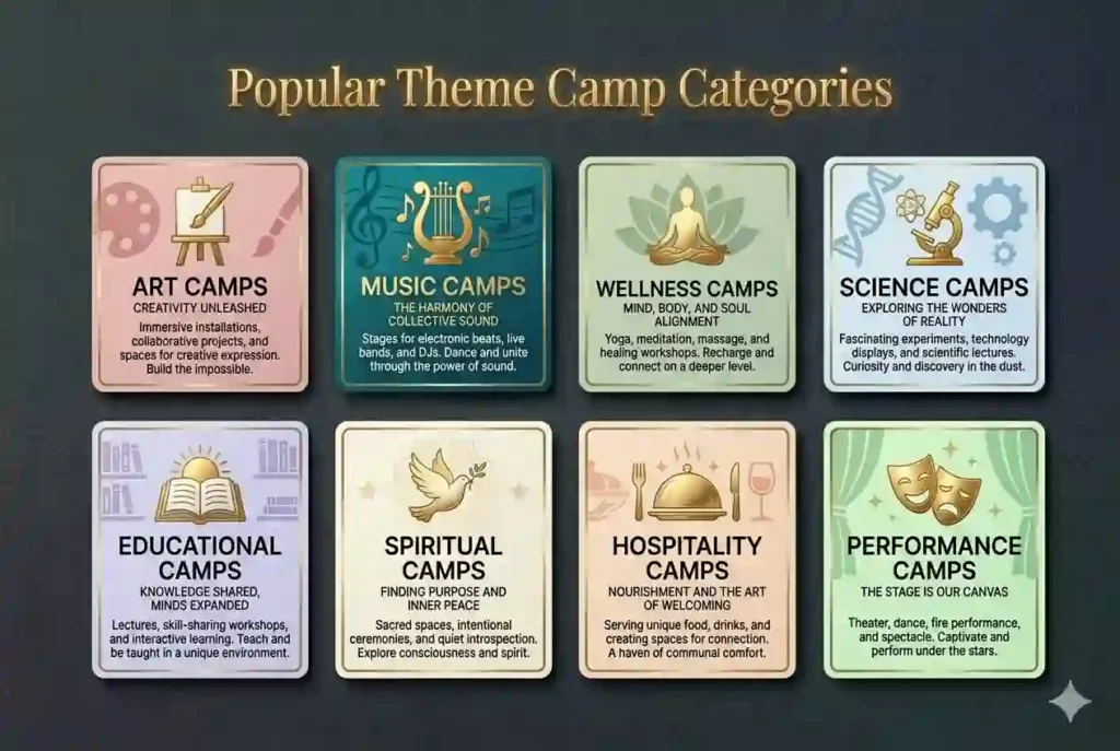 popular theme camp categories at burning man