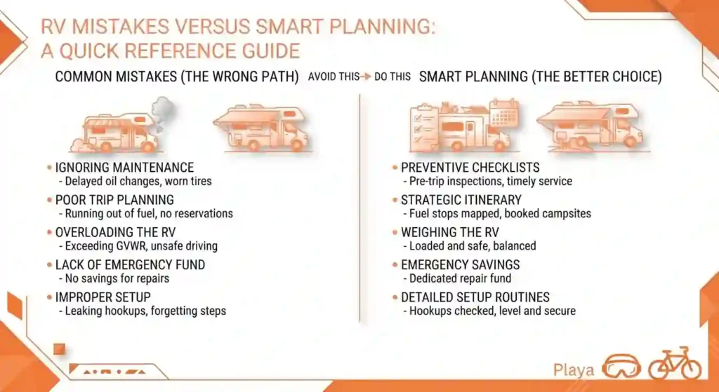 first timer RV camper mistakes vs smart choices