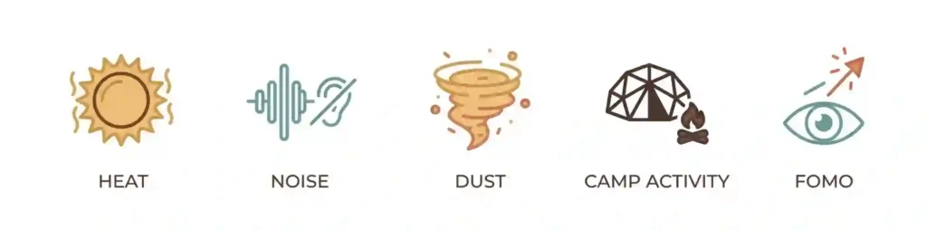 burning man sleep disturbance factors