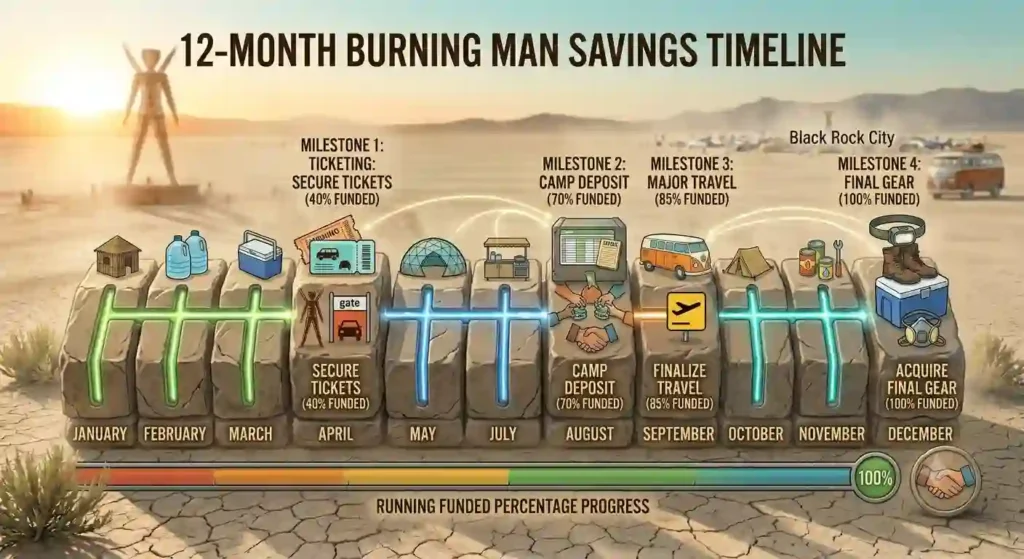 12 month burning man budget planning flow chart