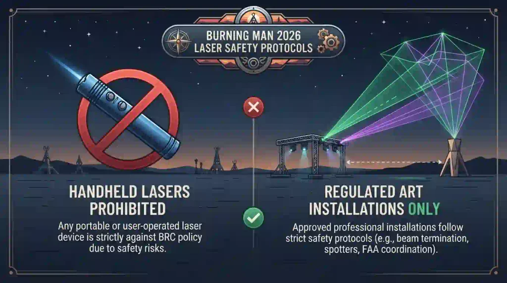 Burning Man 2026 handheld laser ban and regulated laser art distinction