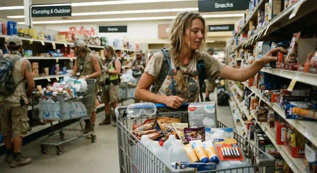 Burners buying water, food, goggles, and dust protection supplies in Reno before the playa