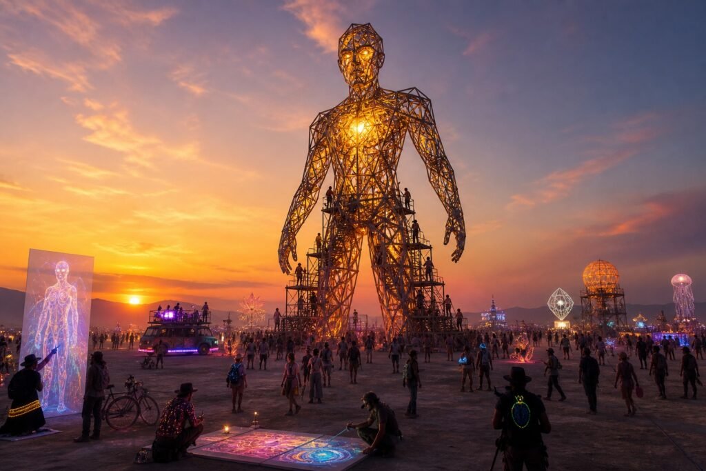 breath taking view burning man black rock city Man Giant view