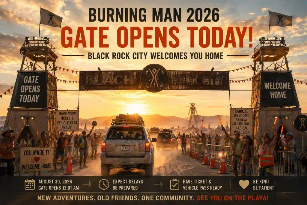 burning man gate are going to open on 12 am today
