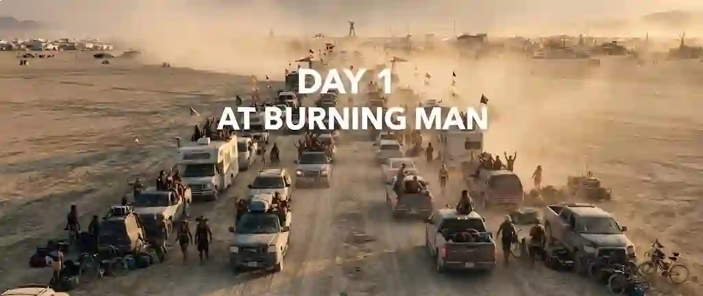 day 1 road traffic view at burning man gate road