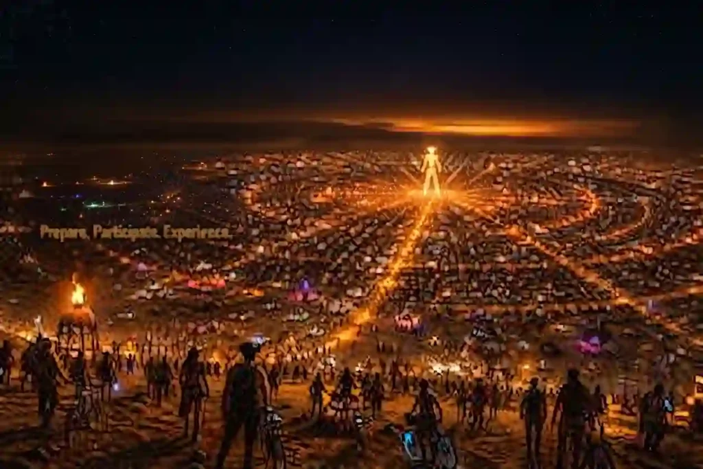 breath taking night  view of burning man bl black rock city 