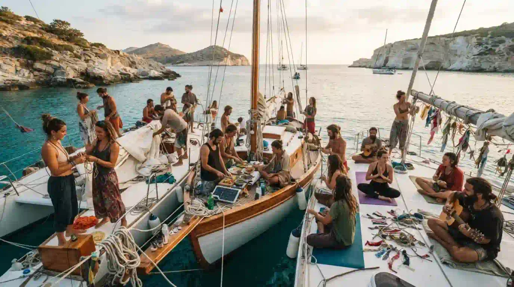Burning Man principles experienced on the water through sailing, community, gifting, participation and Leave No Trace