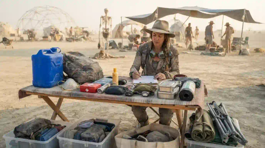 Burner final-day packing and departure checklist for a Regional Burn