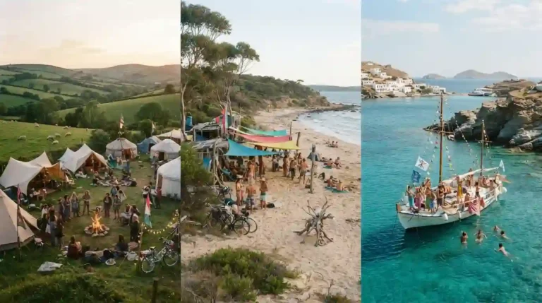 Aerial view of Burning Man regional burn September U.K AU and Greece burns comparison