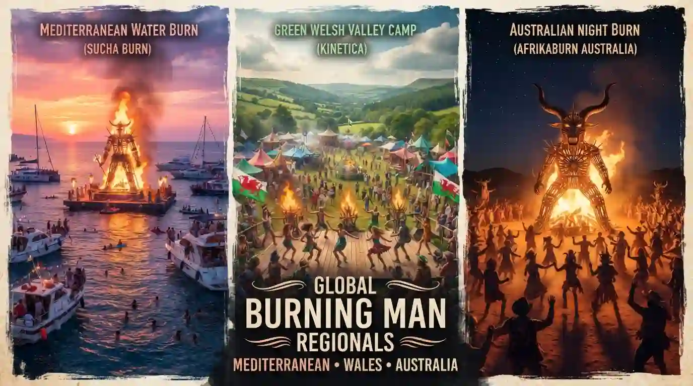 Collage of Pyraegea water burn in Greece, MicroBurn in Wales, and The Third Degree Burn in Australia on September 13, 2026