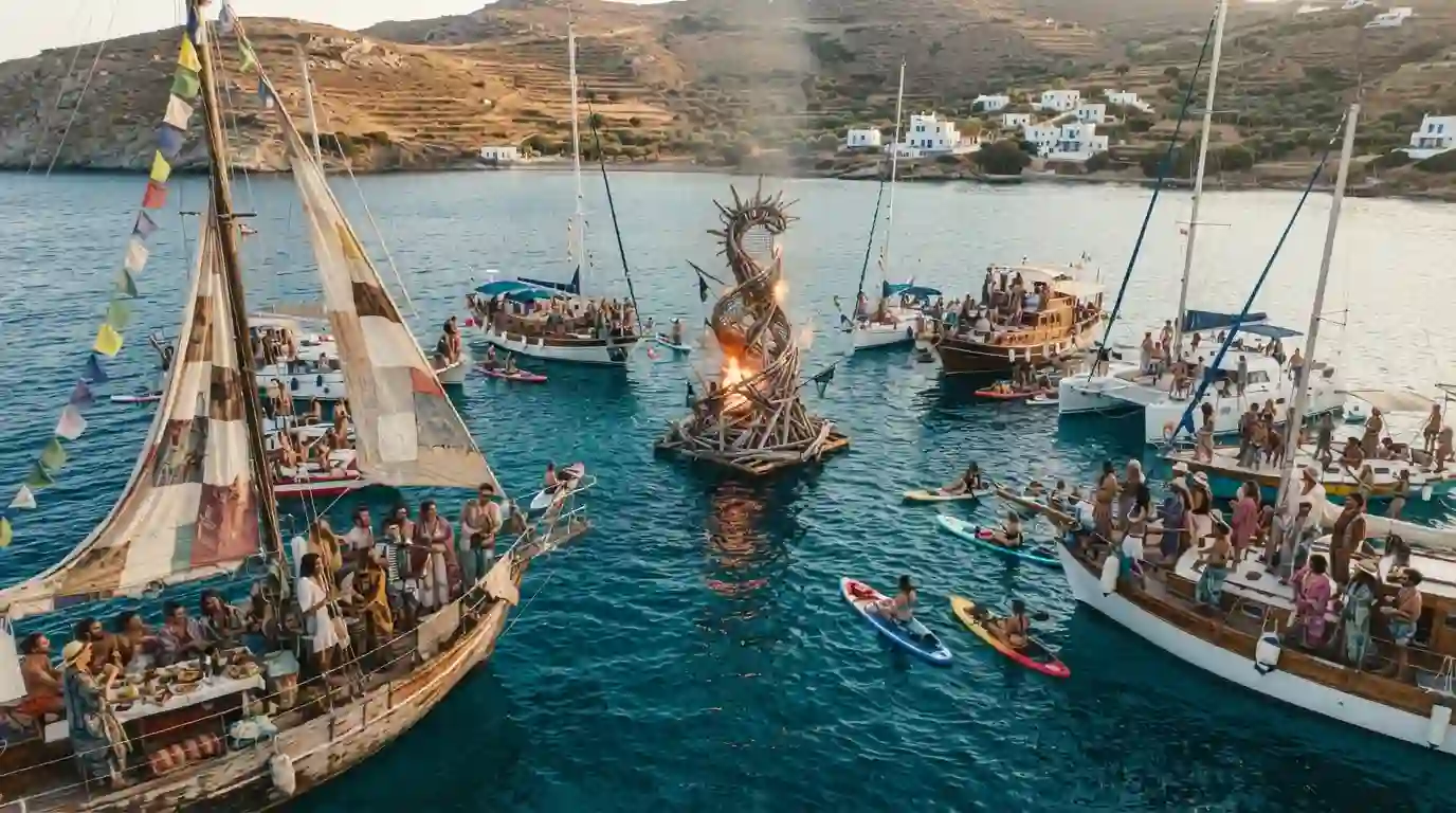 Burning Man regional burns today September 15 2026 featuring Pyraegea Greece