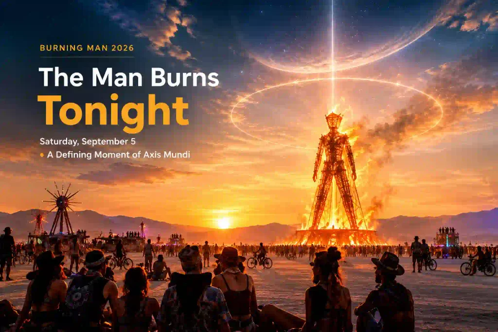 Burning Man 2026 September 5 live updates with Black Rock City playa man burning atmosphere