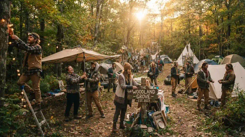Burners building art and helping each other at a Regional Burn