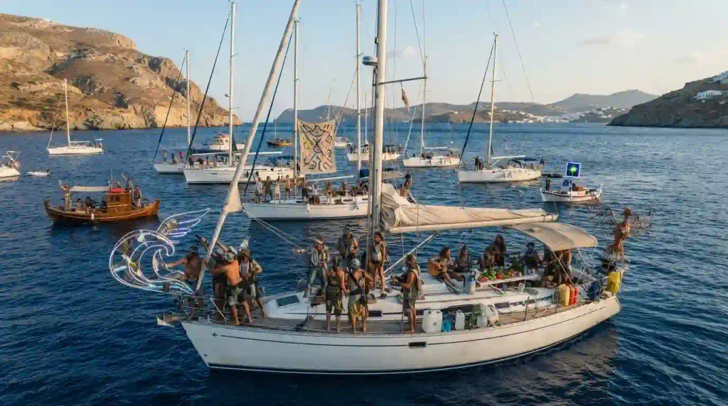 Pyraegea 2026 Greek Water Burn sailing yachts in the Southern Dodecanese