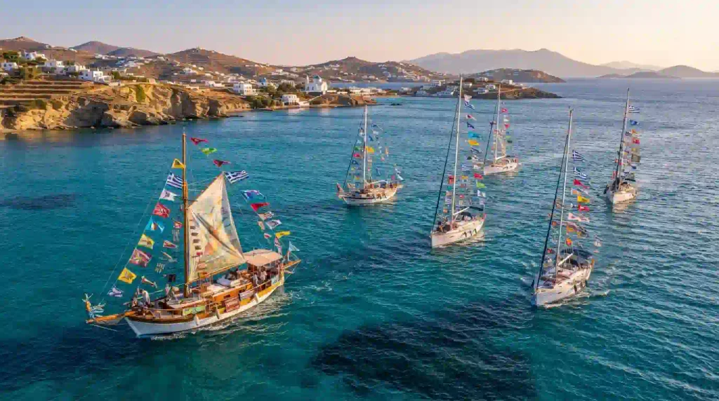 man regional burn Pyraegea Greece burn a fleet of boats over view 