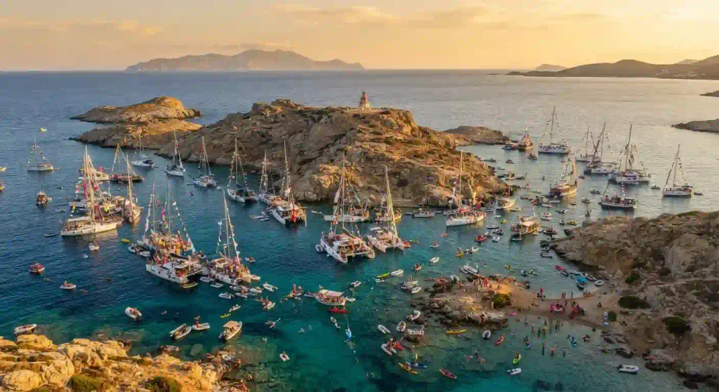  Aerial or scenic view of the Southern Dodecanese islands and Aegean Sea showing the maritime environment where Pyraegea 2026 takes place