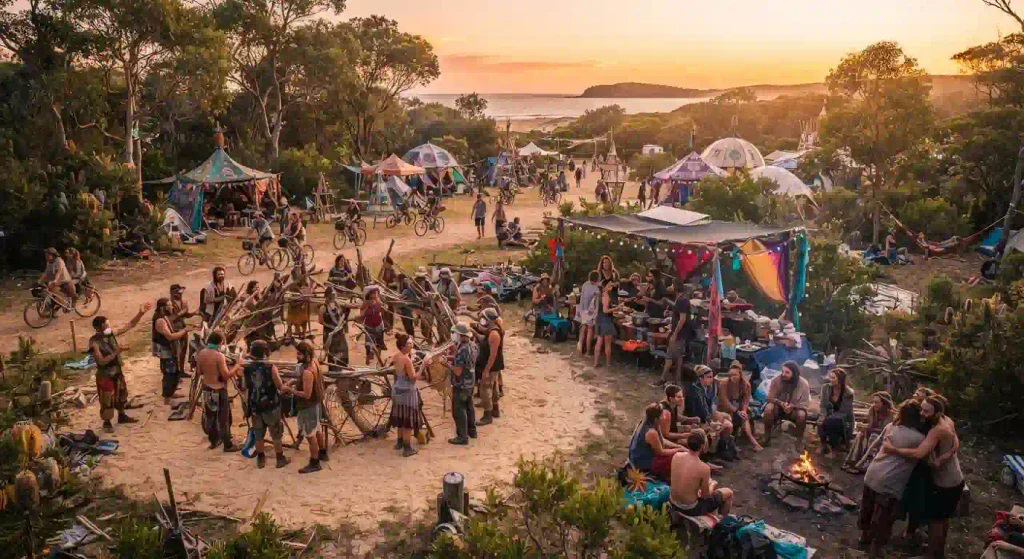 Community art and participation at The Third Degree Burn 2026 on the Central Coast of Australia, an official Burning Man Regional Event emphasizing consent and co-creation