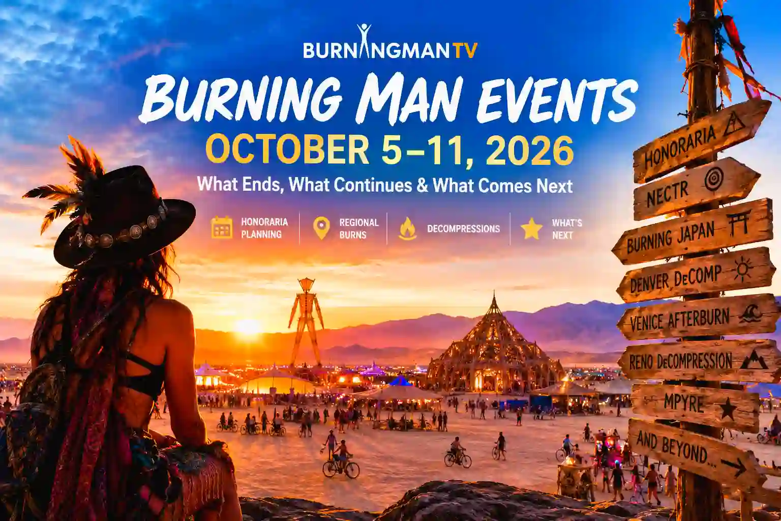 Burning Man events October 4 2026 featuring Fly Ranch Fall Harvest ending and Nectr preparation