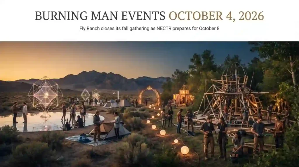 Burning Man events October 4 2026 featuring Fly Ranch final day and NECTR preparation for the October 8 regional event