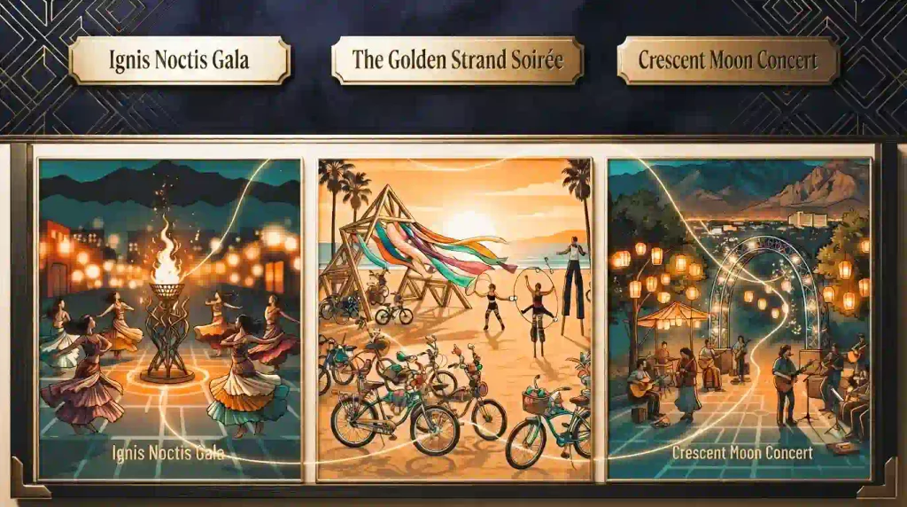 Illustrated comparison of Denver DeCOmp, Venice Afterburn and Reno Decompression during the October 10 Burner weekend